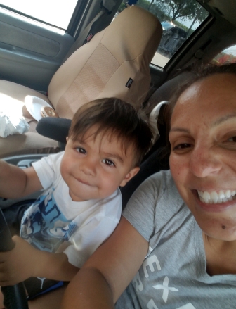 This was taken on that last Thursday we went to the park. We were getting ready to leave the park, and he wanted to help me drive.